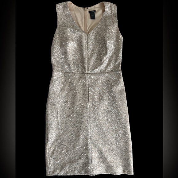 Ann Taylor Dresses & Skirts - Ann Taylor Elegant Champagne Gold Cocktail Evening tweed MIDI Holiday Dress Sz 4
